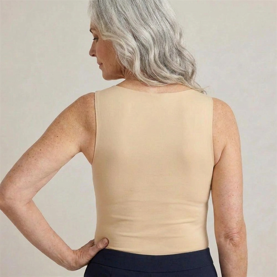 Débardeur avec soutien-gorge intégré, femme dos débardeur beige