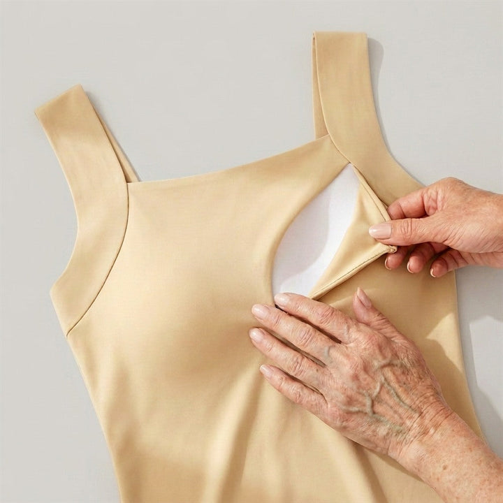 Débardeur avec soutien-gorge intégré, mains montrant soutien-gorge intégré débardeur